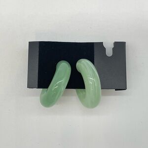 Green Small Resin Hoop Earrings